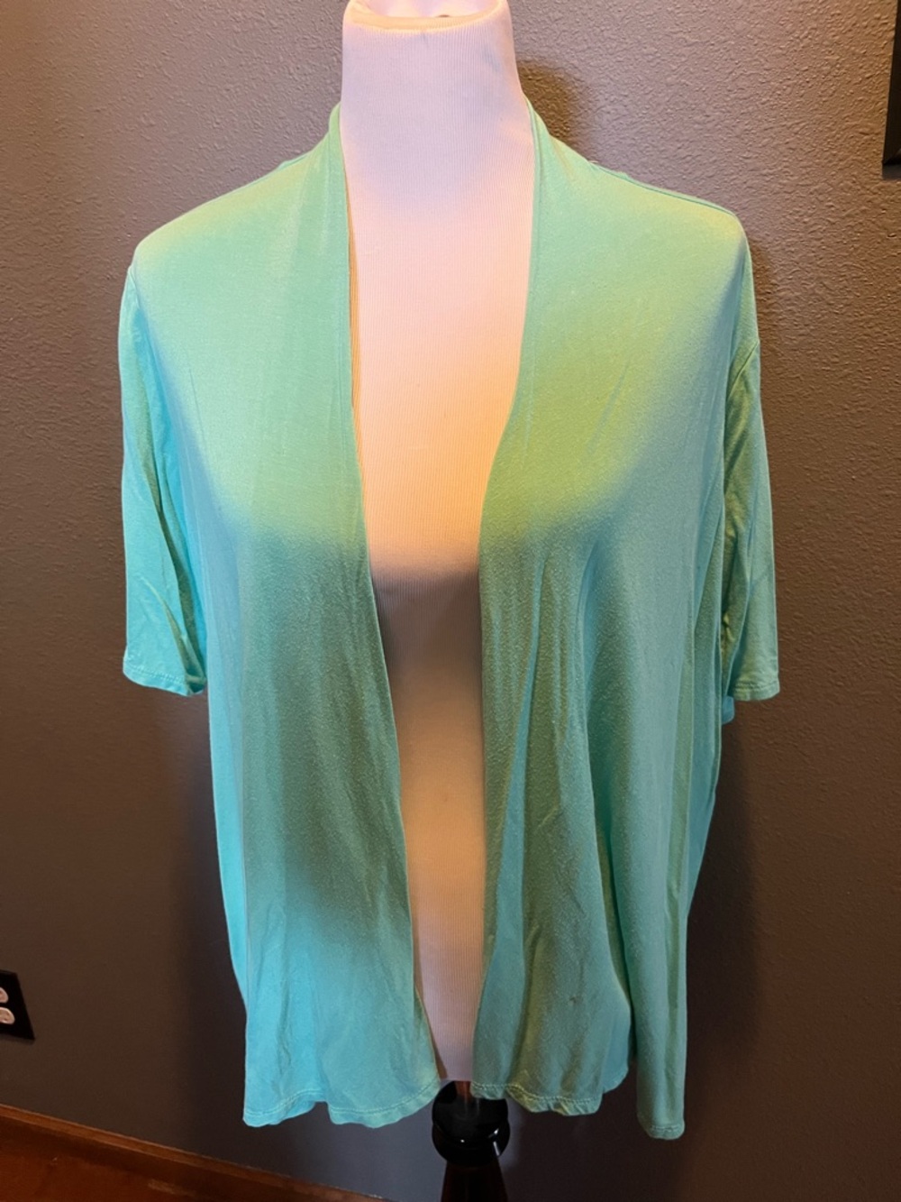 Studio Works Seafoam Green Short Sleeve Open Cardigan